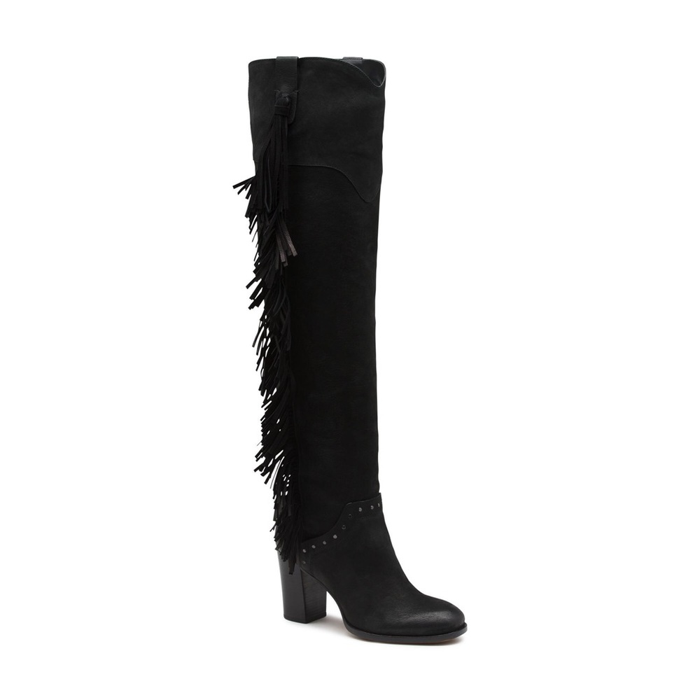 GH Bass Brandy Black Fringe suede boot Sz 8